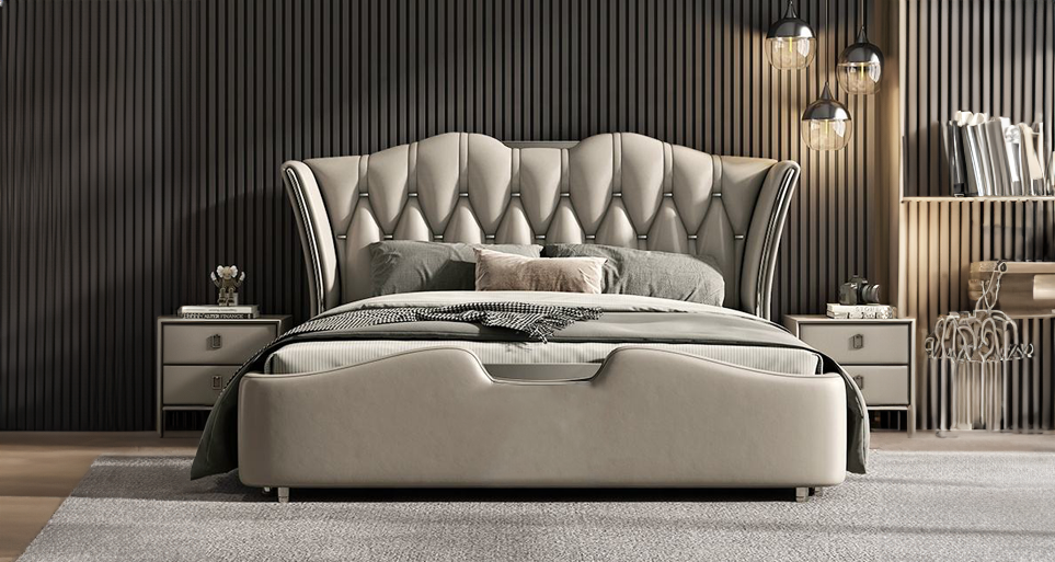 Simple yet sophisticated bed design, a signature of Estre's craftsmanship.