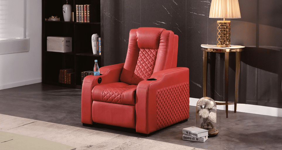 Estre's cinema chairs, bringing the movie theater experience home.