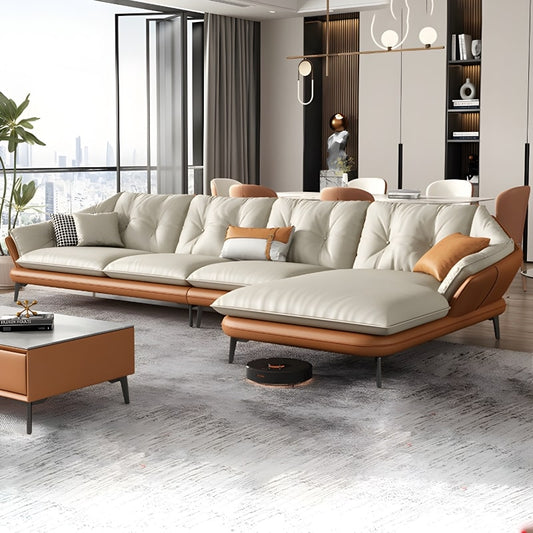 Leather L-Shape Erba Sofa | Trending Design with High Legs for Cleaning Ease |  Direct from Factory