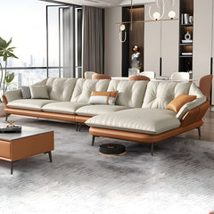 Leather L-Shape Erba Sofa | Trending Design with High Legs for Cleaning Ease | Direct from Factory
