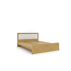 ESTRE Cracus Queen Size Bed In Urban Teak With Frosty White Colour