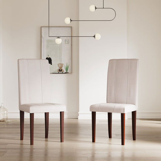 ESTRE Elderberry Solid Rubber Wood 2-Fully Cushioned Fabric Dining Chairs in Walnut Finish
