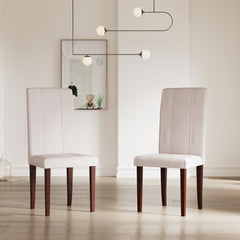 ESTRE Elderberry Solid Rubber Wood 2-Fully Cushioned Fabric Dining Chairs in Walnut Finish
