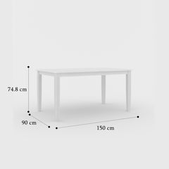 ESTRE Elderberry Solid Rubber Wood 6-Seater Dinning Table | 4-Cushioned Fabric Dining Chair | 1-Cushioned Fabric Dining Bench in White Finish