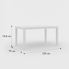 ESTRE Mulberry Solid Rubber Wood 4-Seater Dinning Table | 4-Cushioned Fabric Dining Chair in White Finish