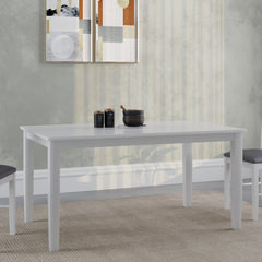 ESTRE Elderberry Solid Rubber Wood 6-Seater Dinning Table | 4-Cushioned Fabric Dining Chair | 1-Cushioned Fabric Dining Bench in White Finish