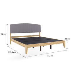 ESTRE Mexican Solid Prickly Wood Queen Size Bed Fabric Upholstered Headboard