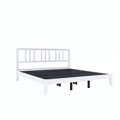 ESTRE Rattle Pod Solid Wood Queen Size Bed in White Color