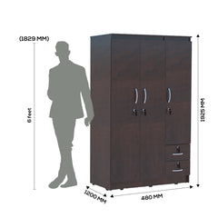 ESTRE Geranium 3 Door Wardrobe In Choca Maple Colour