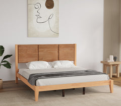ESTRE Hypericum Solid Wood Queen Size Bed in Walnut Color