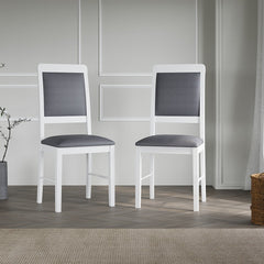 ESTRE Mulberry Solid Rubber Wood 4-Seater Dinning Table | 4-Cushioned Fabric Dining Chair in White Finish