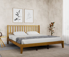 ESTRE Rohira Solid Wood King Size Bed in Walnut Color
