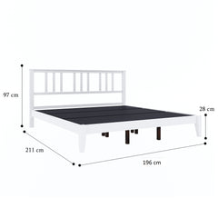 ESTRE Rattle Pod Solid Wood King Size Bed in White Color