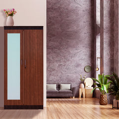 ESTRE Lily 2 Door Wardrobe With Mirror In Wyoming Maple With Urban Teak Colour
