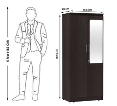 ESTRE Jasmine 2 Door Wardrobe With Mirror In Wenge Colour