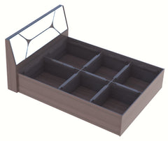 ESTRE Dhalia Queen Bed With Storage In Dark Acacia With Frosty White Colour