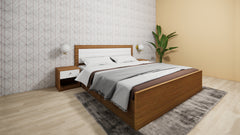 ESTRE Cracus Queen Size Bed In Urban Teak With Frosty White Colour