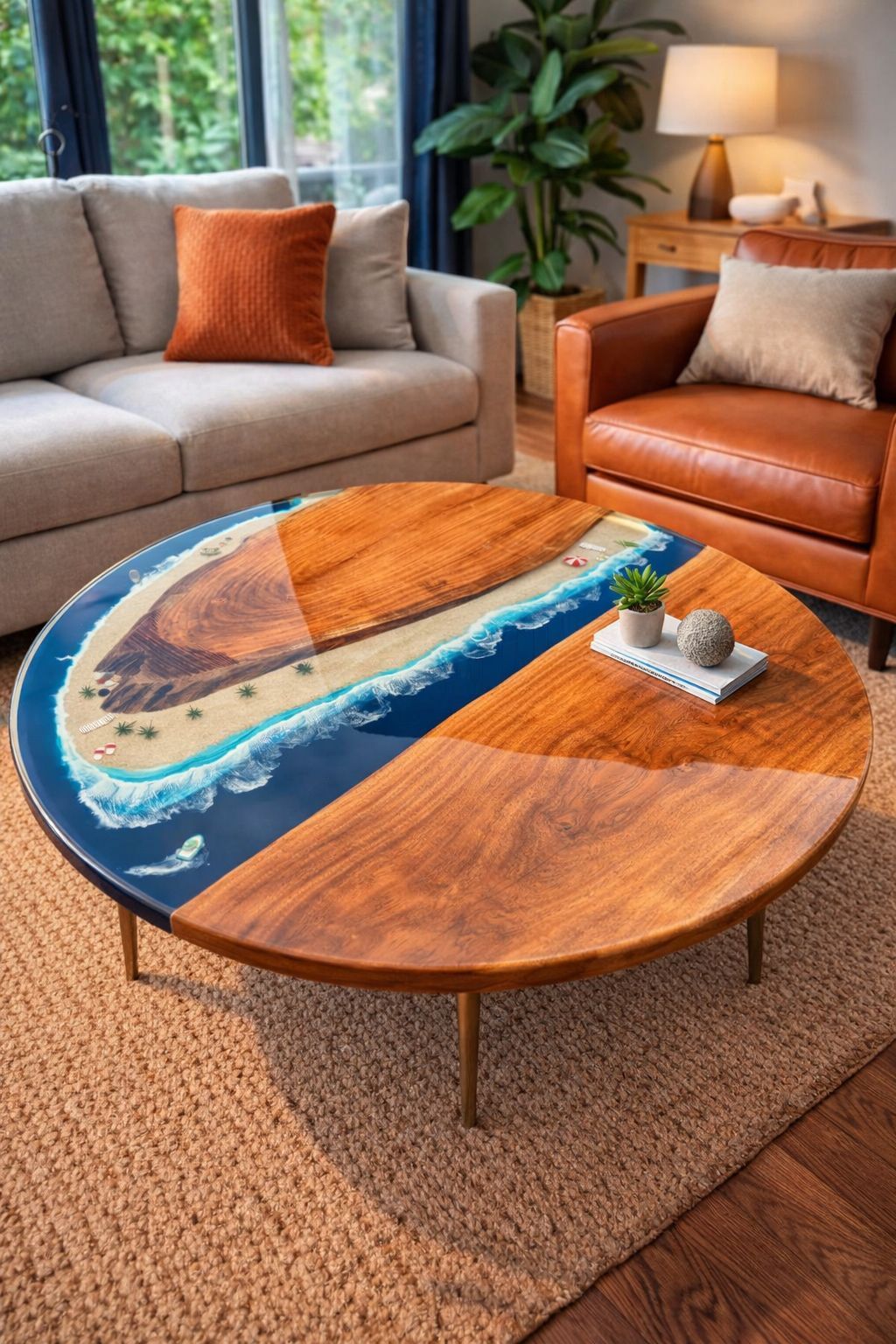 Customised Round Epoxy Resin Center Table