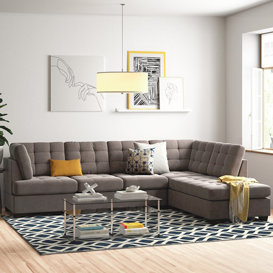 Corner L-Shape Sofa Glytonn  | Specially Crafted Square Tufting | Direct from Factory