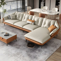Leather L-Shape Erba Sofa | Trending Design with High Legs for Cleaning Ease |  Direct from Factory