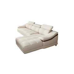Leather Sofa Rossato | Adjustable Headrest & Wooden Panel Armrests | Premium Design with Console Options: Speakers, Storage, & Cup Holders | Direct from Factory