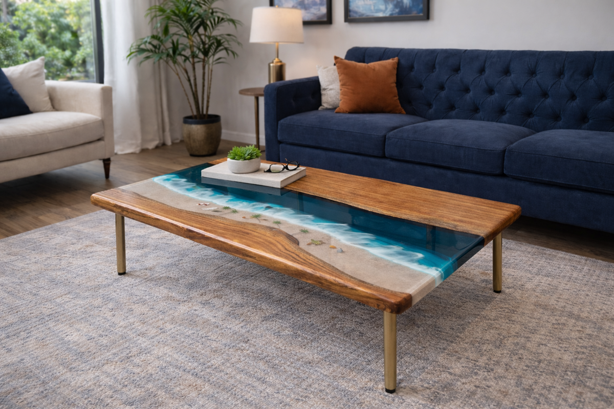 Customised – Rectangular Eclipse Epoxy Center Table