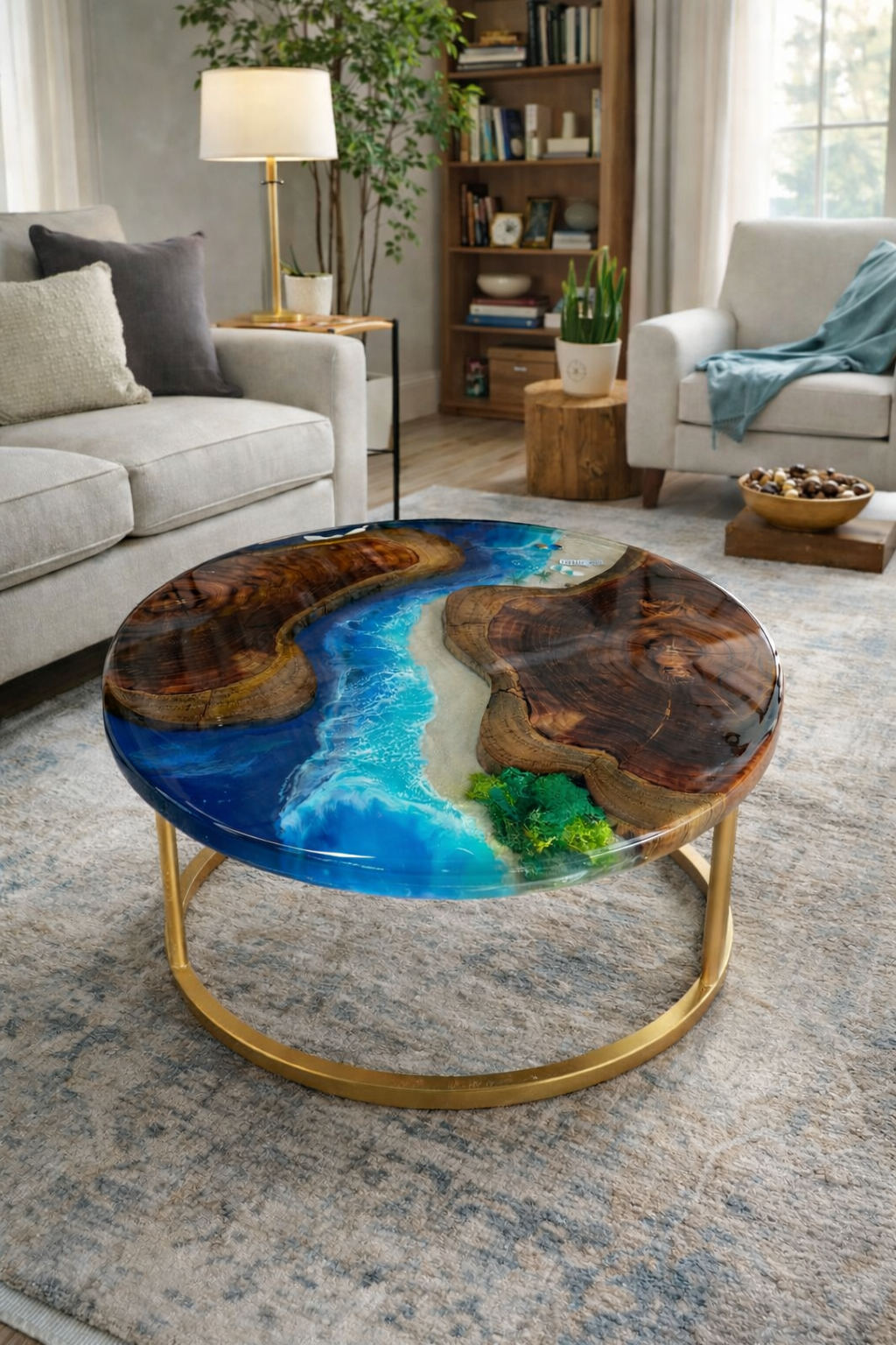 Customised Round Epoxy Resin Center Table