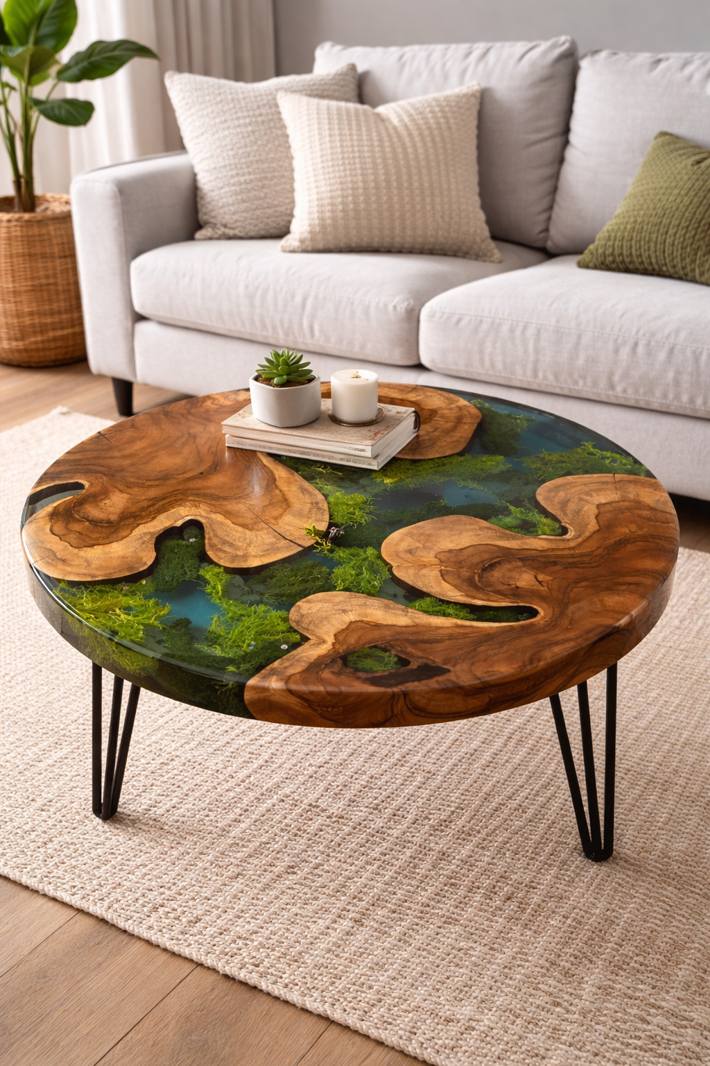 Customised Round Epoxy Resin Center Table