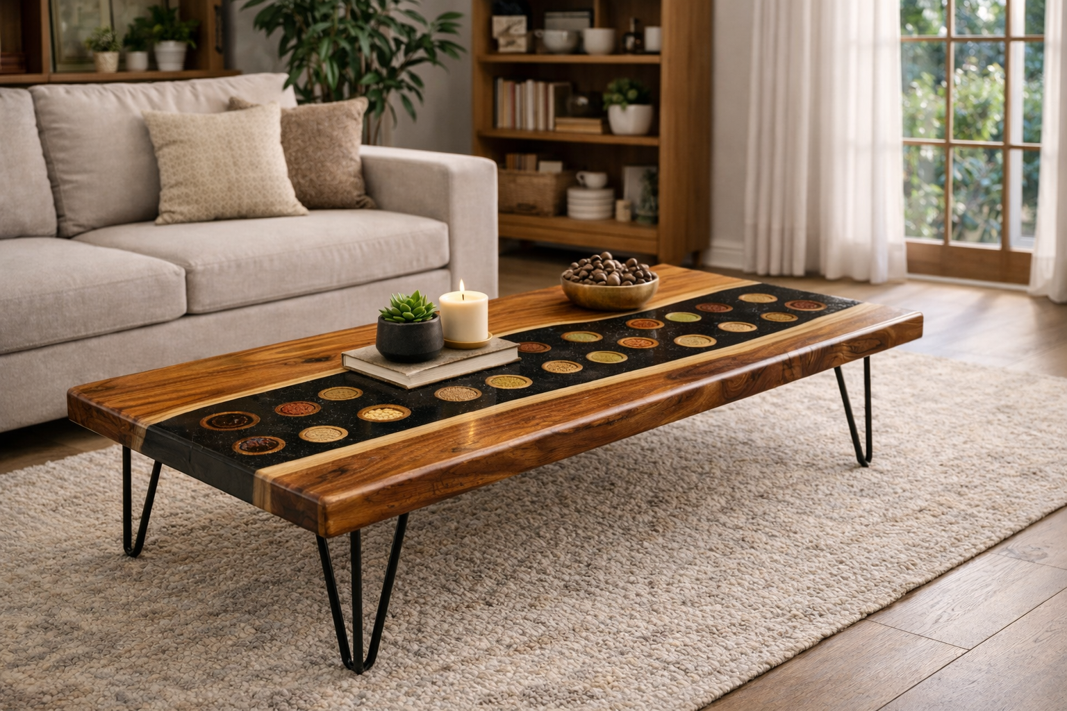 Customised – Rectangular Eclipse Epoxy Center Table