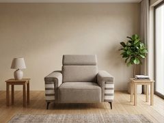 Mysa Designer Sofa with Adjustable Headrest – Modern Living Room Sofa