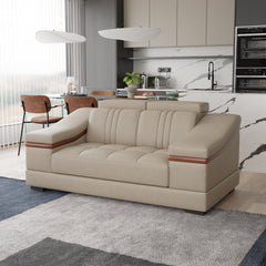 Sofa Rossato | Adjustable Headrest & Wooden Panel Armrests | Premium Design with Console Options: Speakers, Storage, & Cup Holders | Direct from Factory