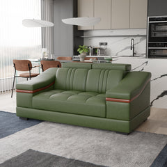 Sofa Rossato | Adjustable Headrest & Wooden Panel Armrests | Premium Design with Console Options: Speakers, Storage, & Cup Holders | Direct from Factory