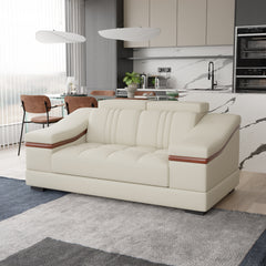 Sofa Rossato | Adjustable Headrest & Wooden Panel Armrests | Premium Design with Console Options: Speakers, Storage, & Cup Holders | Direct from Factory