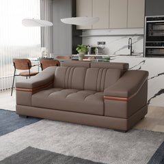 Sofa Rossato | Adjustable Headrest & Wooden Panel Armrests | Premium Design with Console Options: Speakers, Storage, & Cup Holders | Direct from Factory