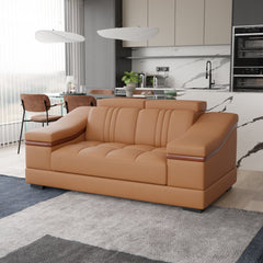 Sofa Rossato | Adjustable Headrest & Wooden Panel Armrests | Premium Design with Console Options: Speakers, Storage, & Cup Holders | Direct from Factory
