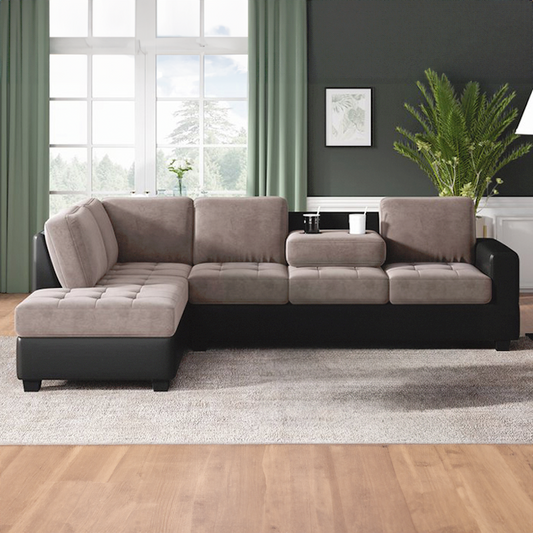 Corner Sofa With Storage Ottoman and Cup Holder Sloggy From Estre - Direct from Factory (Customizable)