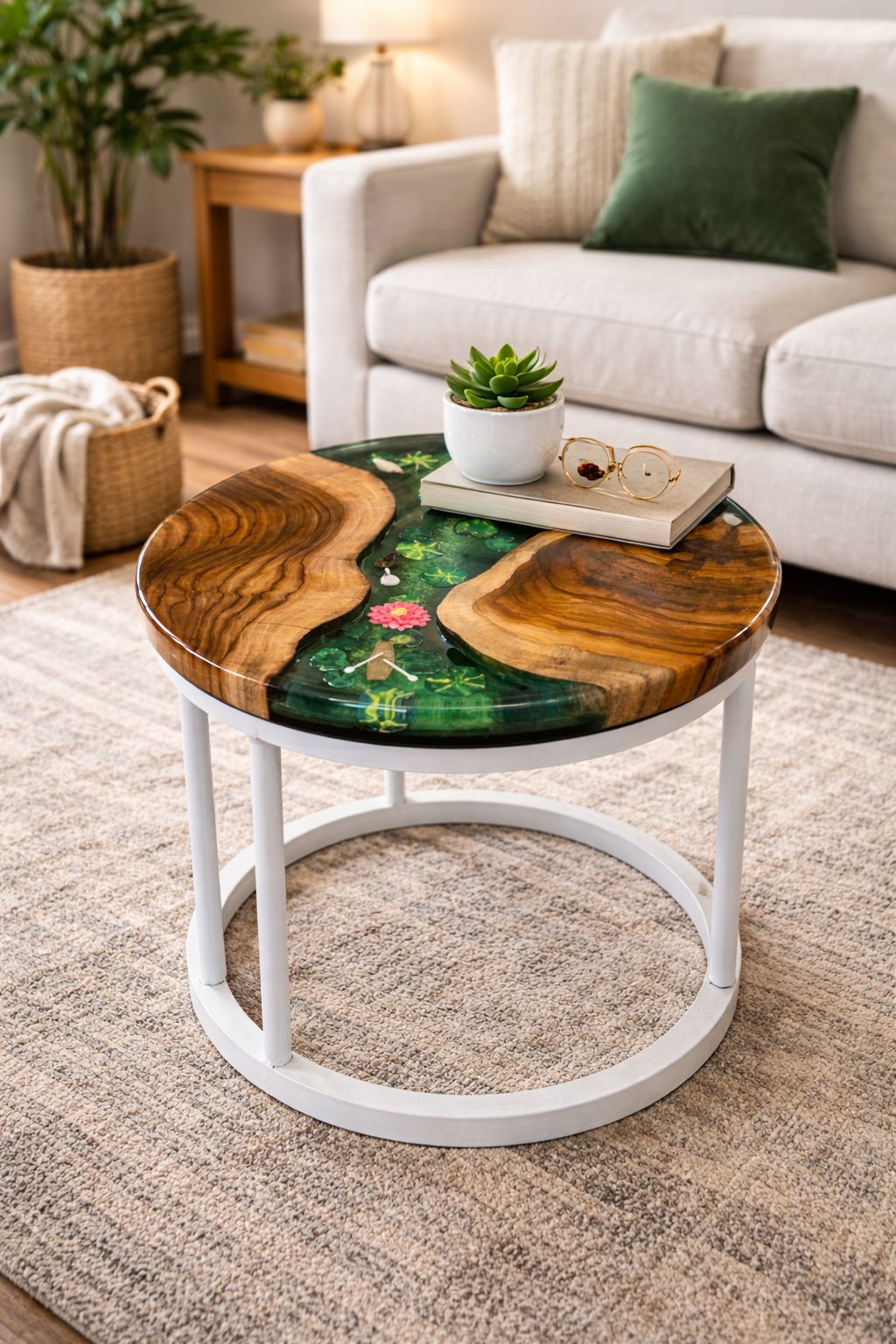 Customised Round Epoxy Resin Center Table