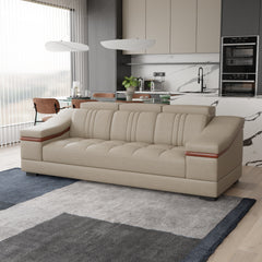 Sofa Rossato | Adjustable Headrest & Wooden Panel Armrests | Premium Design with Console Options: Speakers, Storage, & Cup Holders | Direct from Factory