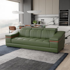 Sofa Rossato | Adjustable Headrest & Wooden Panel Armrests | Premium Design with Console Options: Speakers, Storage, & Cup Holders | Direct from Factory