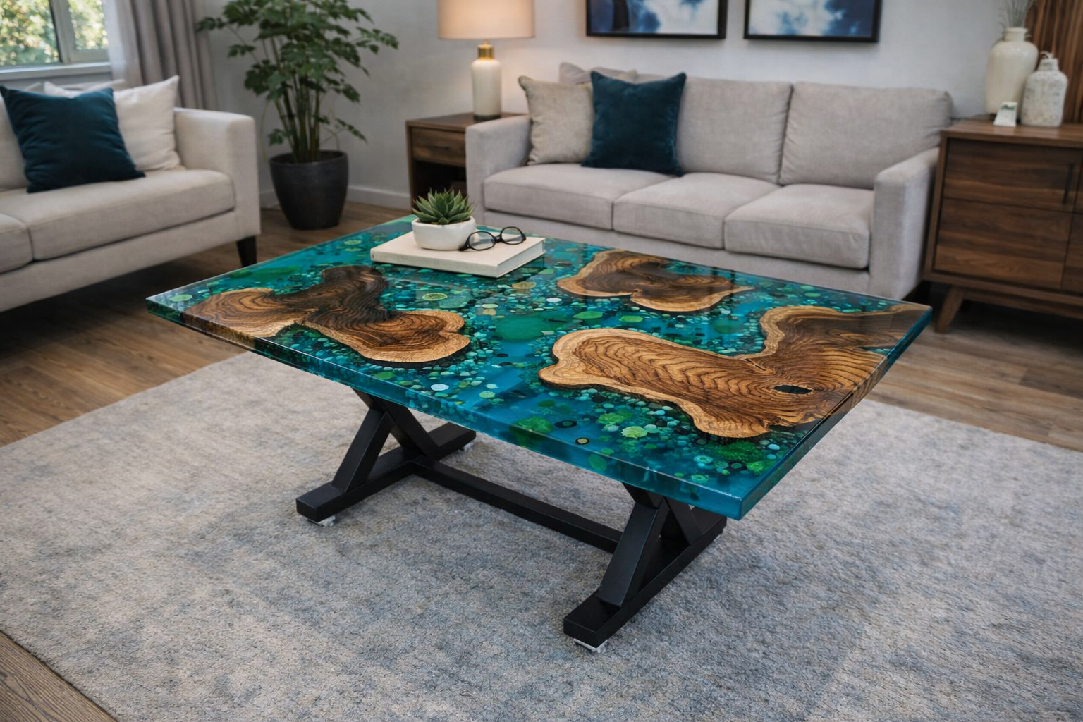 Customised – Rectangular Eclipse Epoxy Center Table