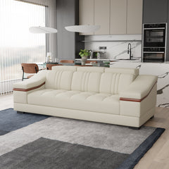 Sofa Rossato | Adjustable Headrest & Wooden Panel Armrests | Premium Design with Console Options: Speakers, Storage, & Cup Holders | Direct from Factory