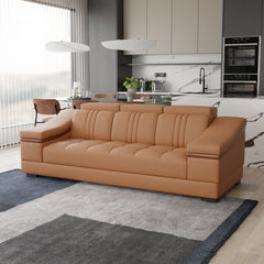 Sofa Rossato | Adjustable Headrest & Wooden Panel Armrests | Premium Design with Console Options: Speakers, Storage, & Cup Holders | Direct from Factory