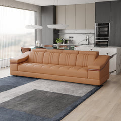 Sofa Rossato | Adjustable Headrest & Wooden Panel Armrests | Premium Design with Console Options: Speakers, Storage, & Cup Holders | Direct from Factory