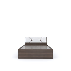 ESTRE Dhalia King Size Bed With Storage In Dark Acacia With Frosty White Colour