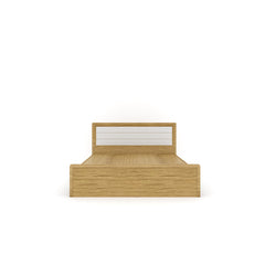 ESTRE Cracus Queen Size Bed In Urban Teak With Frosty White Colour