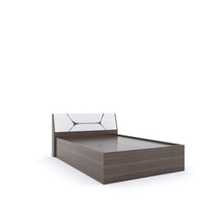 ESTRE Dhalia King Size Bed With Storage In Dark Acacia With Frosty White Colour