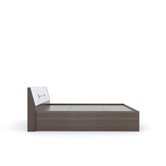 ESTRE Dhalia King Size Bed With Storage In Dark Acacia With Frosty White Colour