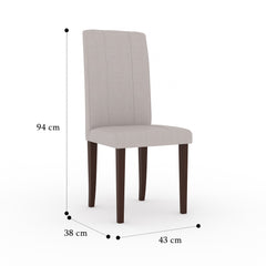 ESTRE Elderberry Solid Wood 6-Seater Dinning Table | 6-Fully Cushioned Fabric Dining Chair in Walnut Finish