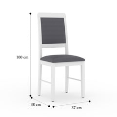 ESTRE Mulberry Solid Rubber Wood 4-Seater Dinning Table | 4-Cushioned Fabric Dining Chair in White Finish