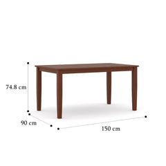 ESTRE Elderberry Solid  6-Seater Dinning Table | 6-Cushioned Fabric Dining Chair in Walnut Finish